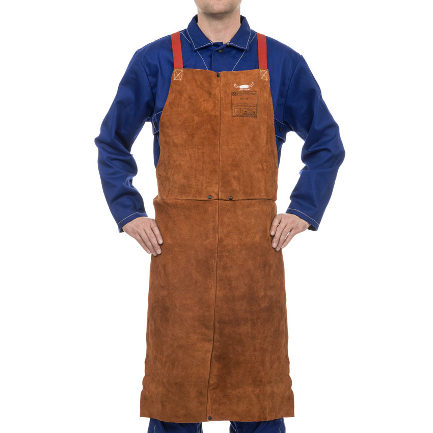 Tablier de soudeur Cuir croûte de bovin 91x60cm avec bretelles croisées - 0