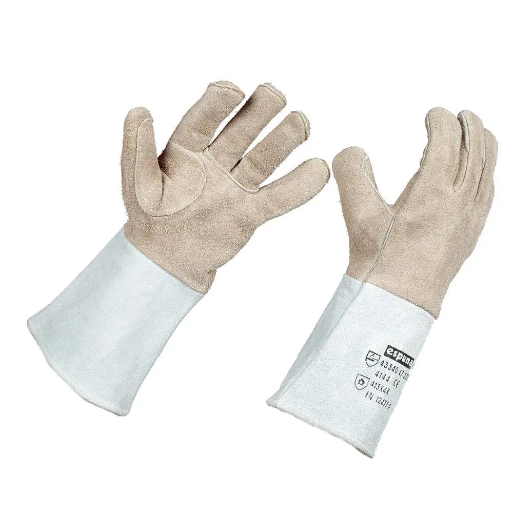 Gants Soudeur Cuir croûte de bovin ESPUNA 43340 manchette 15cm (Taille 10) - 0