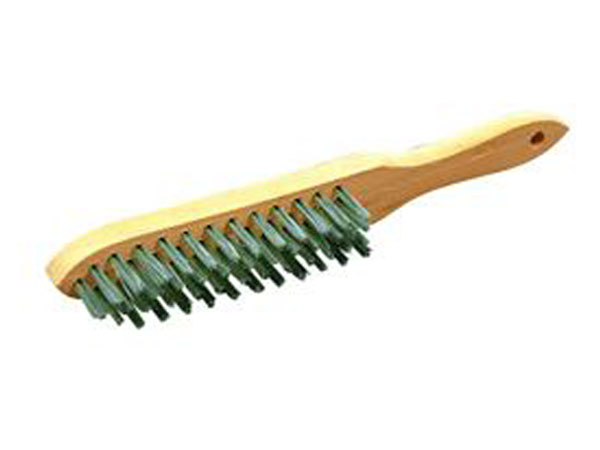 Brosse Inox 4 rangs, manche bois - 0