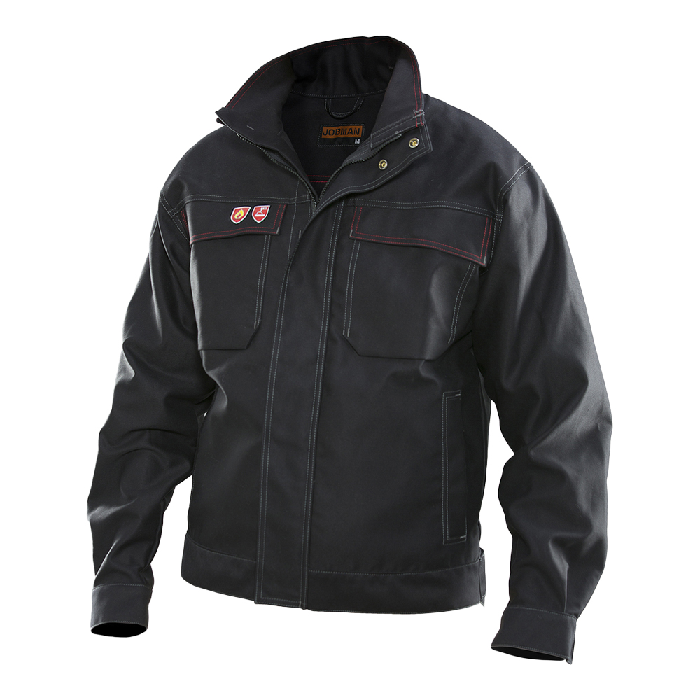 Veste Soudeur JOBMAN 100% Coton Retardateur de Flamme 350g (Noir) - 0