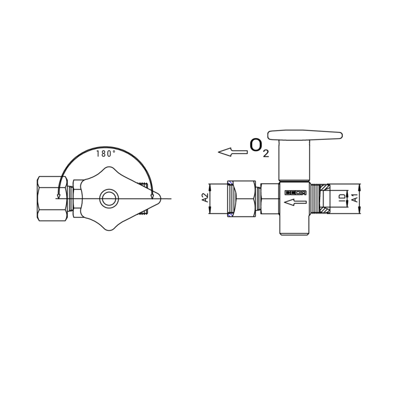 Robinet de porte-lances, gros débit, fermeture 1/2 de tour - 1