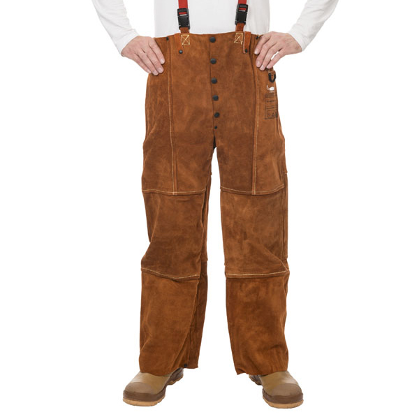 Pantalon de soudeur LAVA BROWN Cuir croûte de bovin avec bretelles - 0