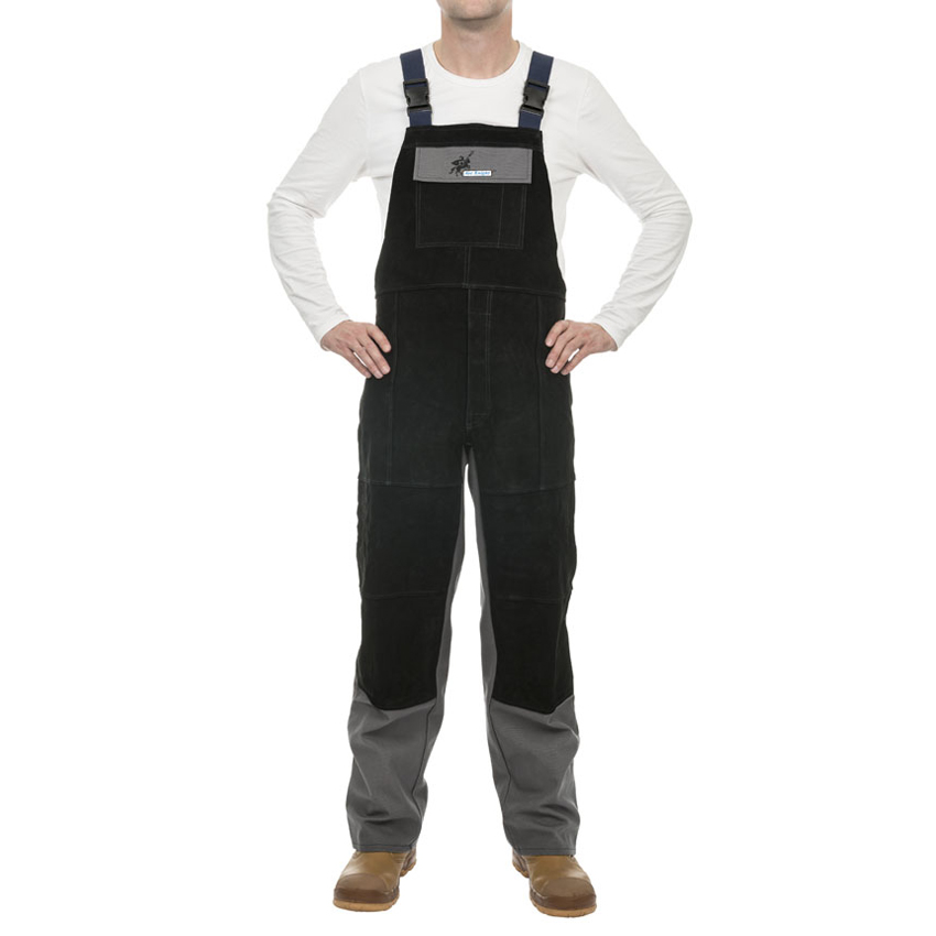 Salopette de soudeur en Coton ignifugé 520g - Renforts en Cuir croûte de vache - 0