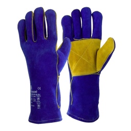 Gants "SOUDEUR BLEU" Cuir croûte de bovin, paume/pouce renforcé (Taille 10)